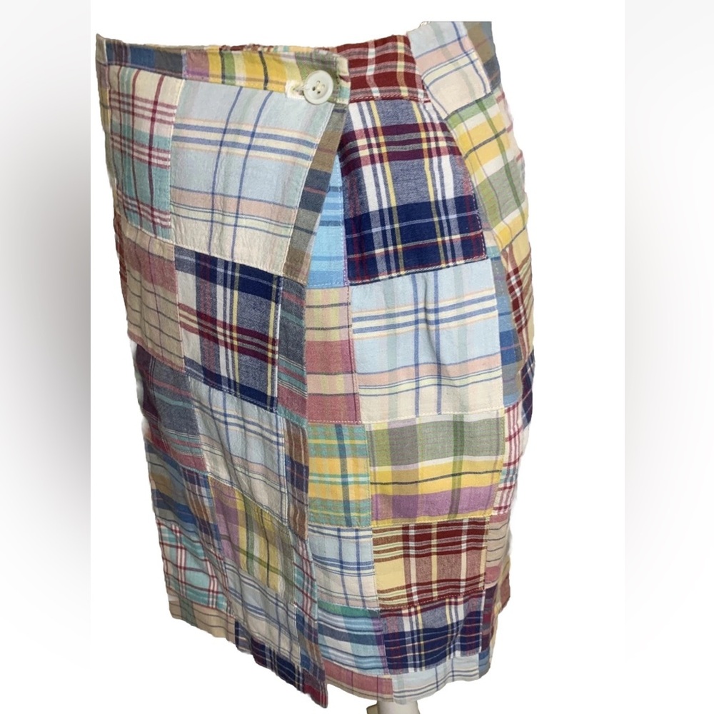 Polo by Ralph Lauren Madras Plaid Multicolor Patchwork Wrap Skirt